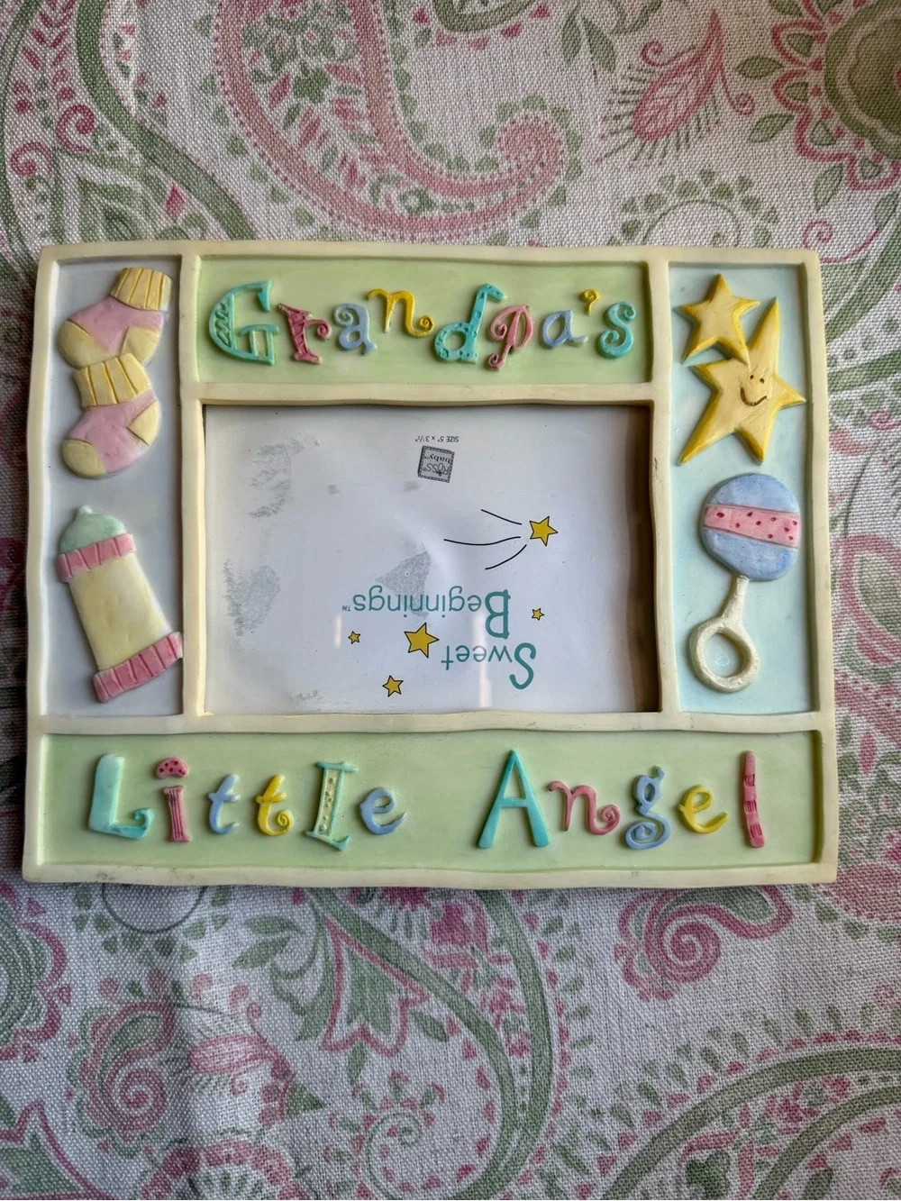 Vintage Russ Baby Sweet Beginnings 'Grandpa's Little Angel' Decor Photo Frame